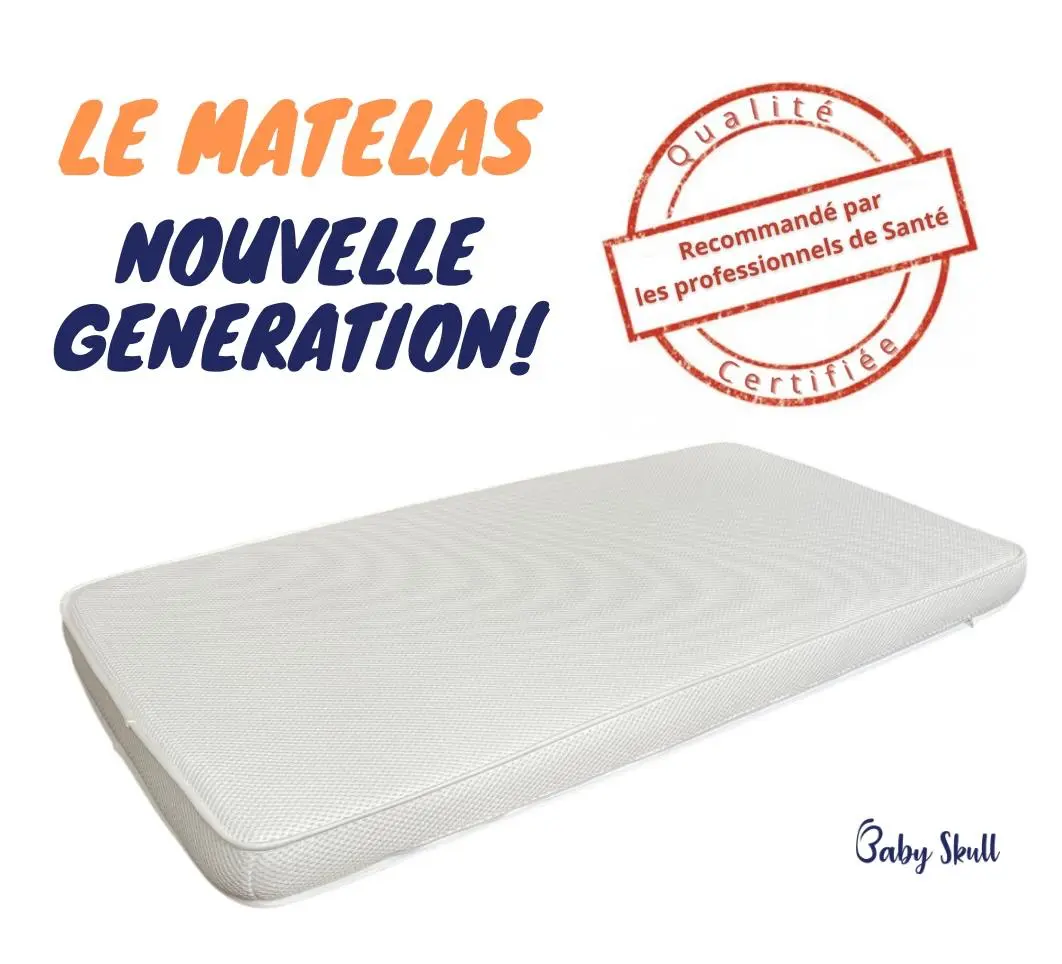 Matelas Bébé 100% respirant – Anti-Etouffement et Anti-tête plate – 60×120 cm