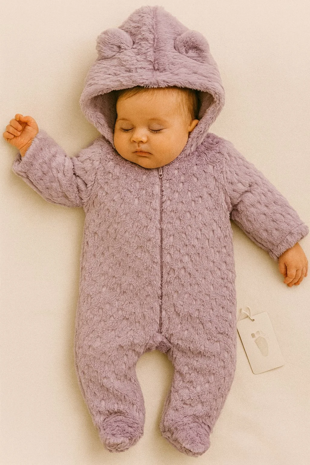 Combinaison bébé en peluche violette
