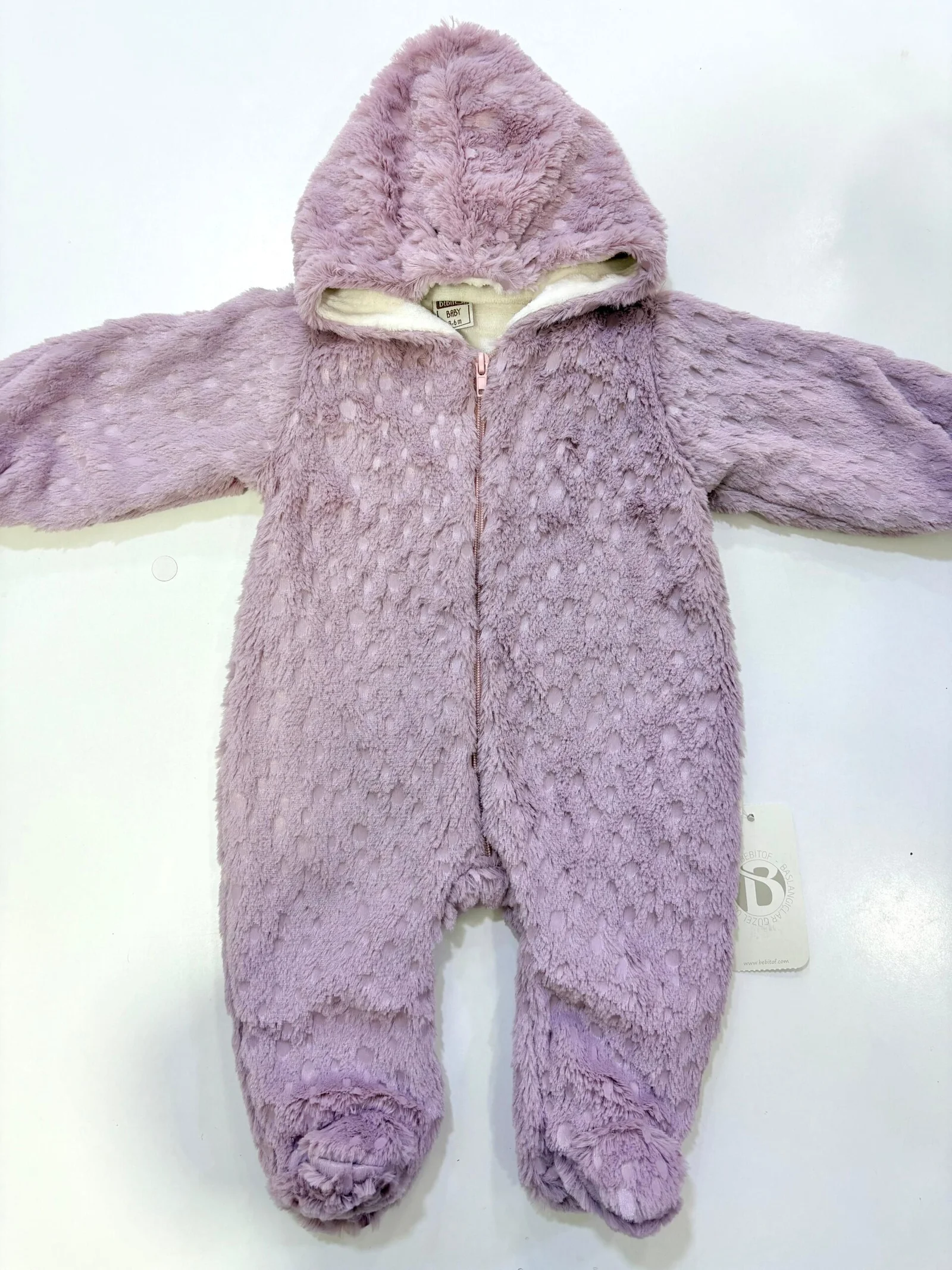 Combinaison bébé en peluche violette – Image 2