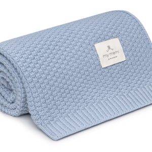 Couverture en laine merinos Bleu – Memi Premium