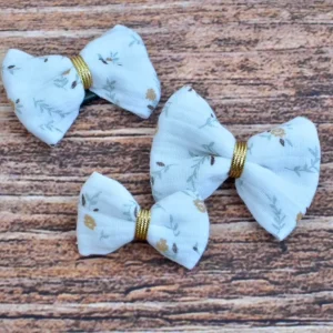 Barrette nœud double gaze Lilas doré