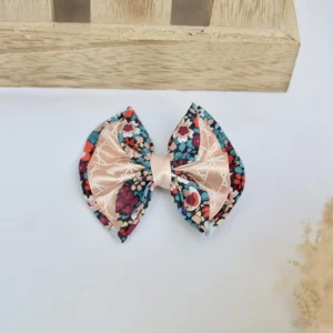 Barrette nœud ruban Petites fleurs