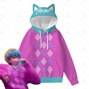 Sweat à Capuche K-pop Demon Hunters Saja – Pull rose oreilles de chat