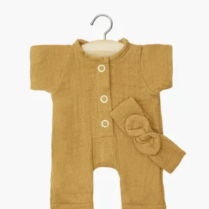 Babies – Combinaison Lili et son headband en gaze de coton camel