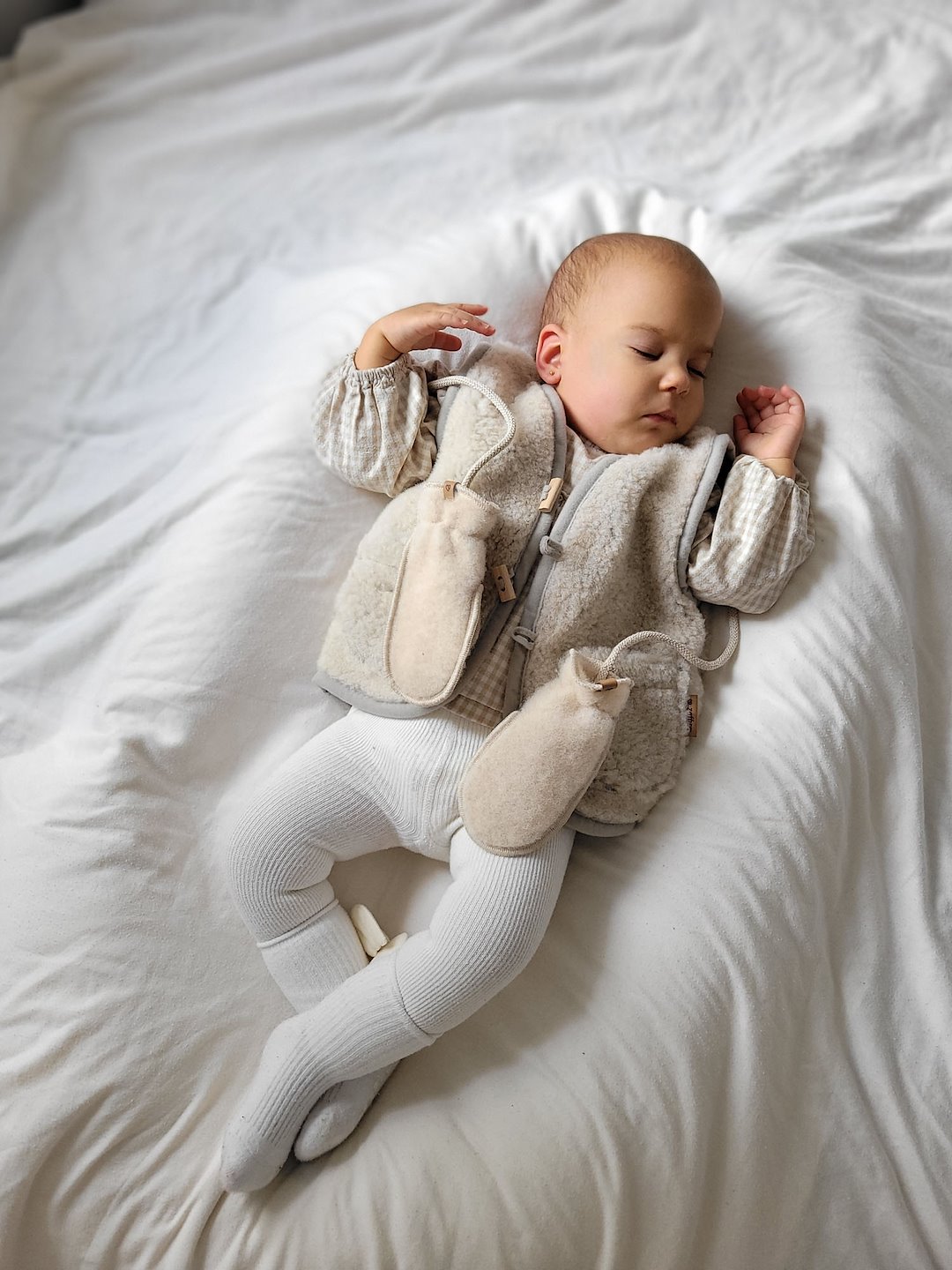 Moufles bébé en laine Sierra 0-12m Beige – Zaffiro – Image 3