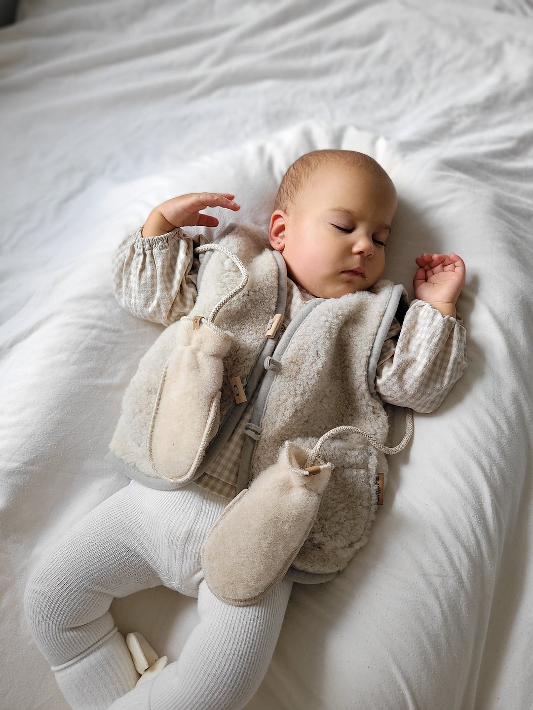 Moufles bébé en laine Sierra 0-12m Beige – Zaffiro – Image 4