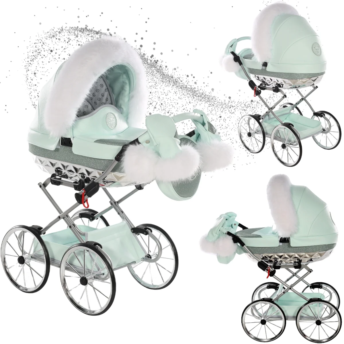 Poussette poupée Junama Mini Hand Craft Glitter – landau de luxe pour enfants