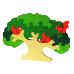 Puzzle arbre et écureuils couleur