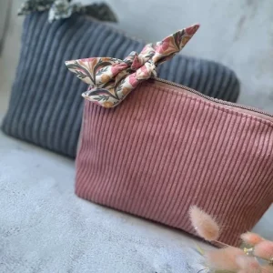 Pochette trousse à bazar en velours côtelé
