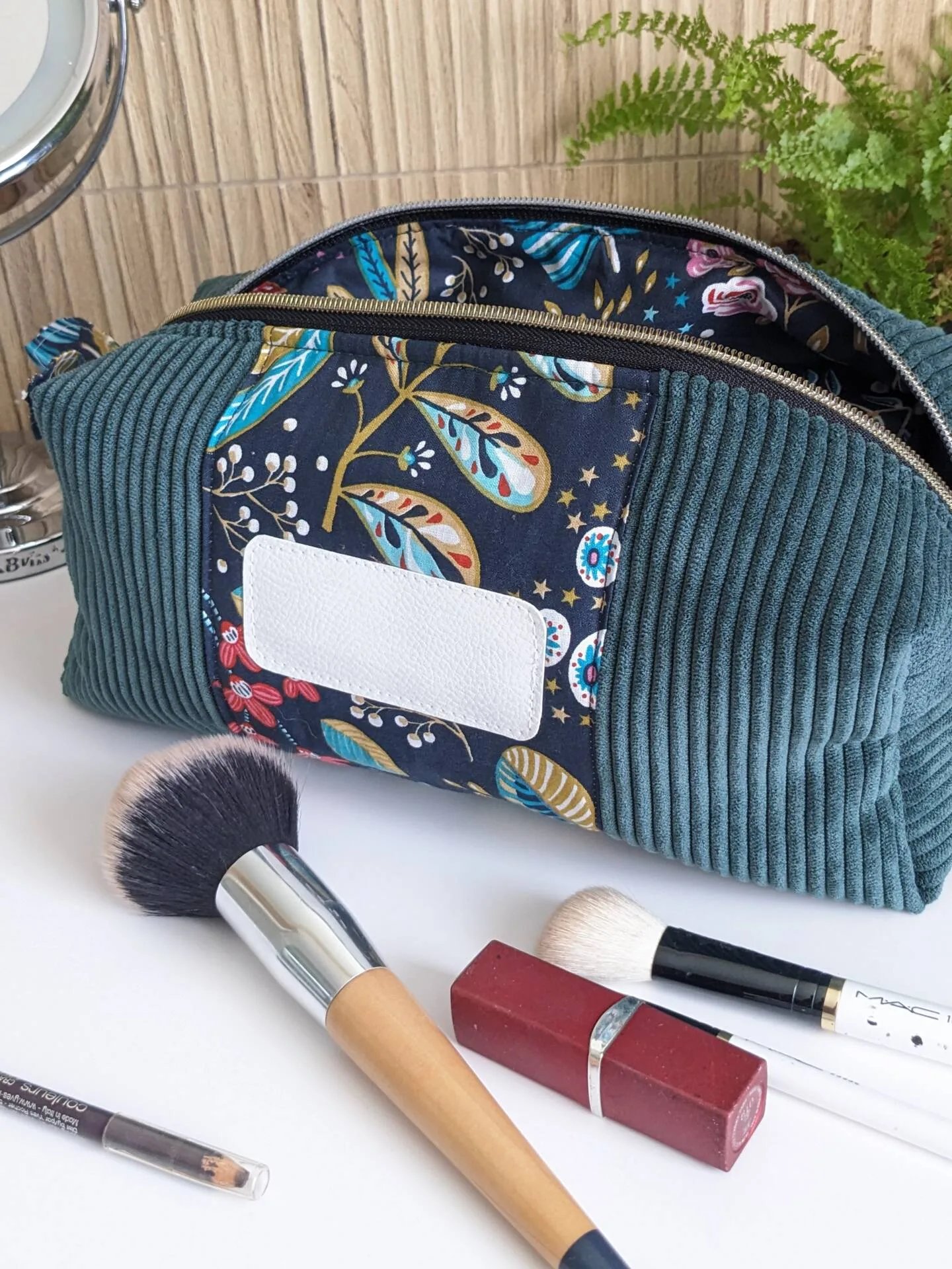 Trousse de toilette velours côtelé personnalisable – Image 2